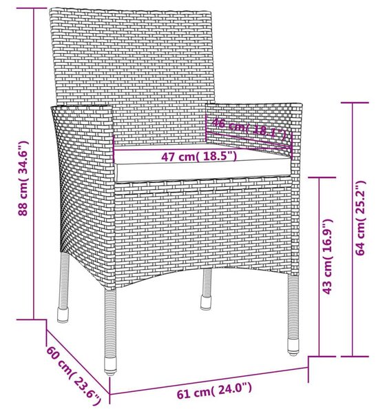 VidaXL Kerti Étkezőgarnitúra - 5 részes - Barna Poly Rattan