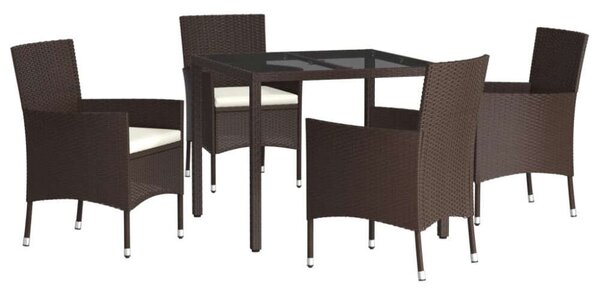 VidaXL Kerti Étkezőgarnitúra - 5 részes - Barna Poly Rattan