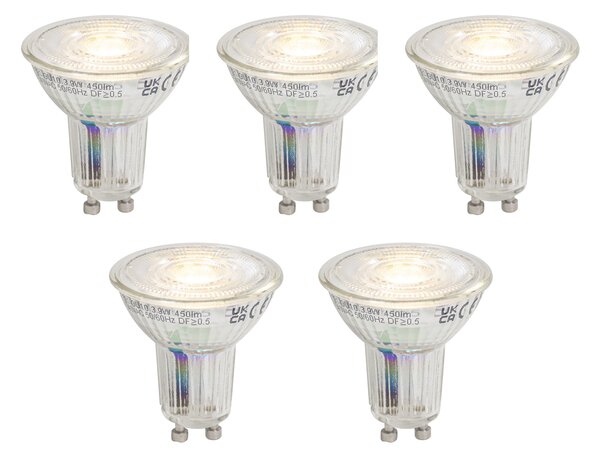 5 darabos GU10 50 dimmelhető LED izzó készlet 3,9W 450 lm 3000K Longlife