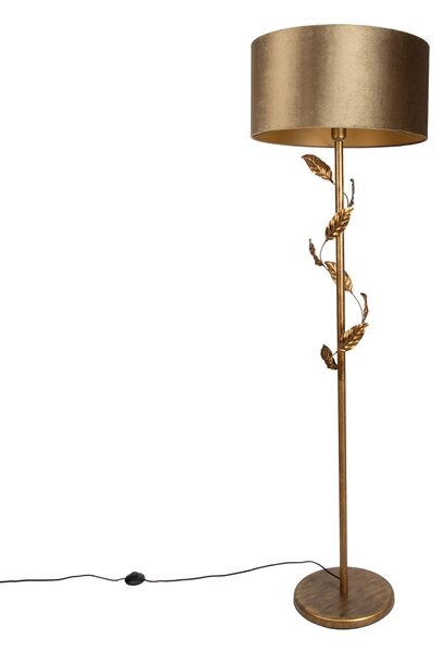 Arany színű állólámpa bronz lámpabúrával és arany belsővel 50 cm - Linden