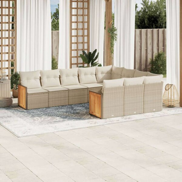 VidaXL Polyrattan Kerti Ülőgarnitúra - 10 részes - Bézs