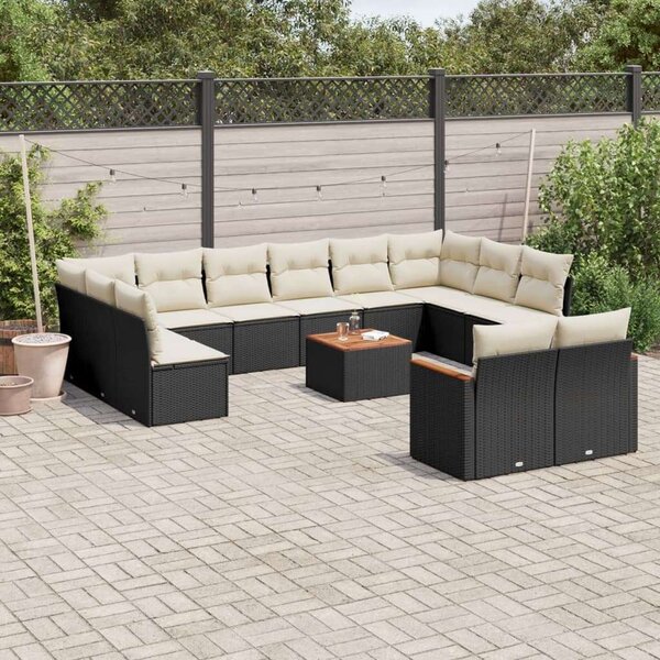 VidaXL Polyrattan Kerti Ülőgarnitúra - 13 részes - Fekete