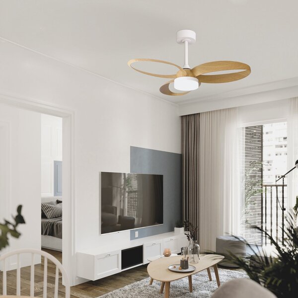 Infinity LED mennyezeti ventilátor, fa mintázatú, DC, csendes – Mantra Mantra Iluminación, Infinity, dimmable, Fa, Nappali, Műanyag, Modern