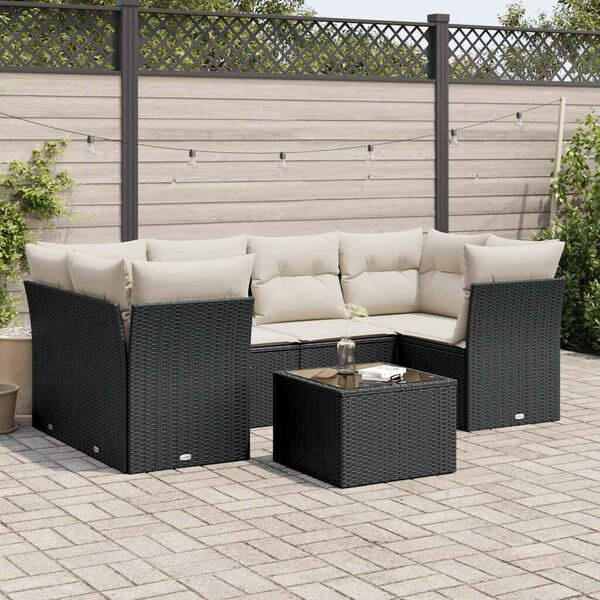 VidaXL Polyrattan Kerti Ülőgarnitúra - 7 részes - Fekete