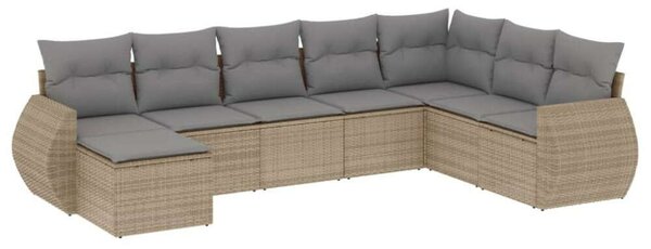 VidaXL Polyrattan Kerti Ülőgarnitúra - 8 részes - Bézs