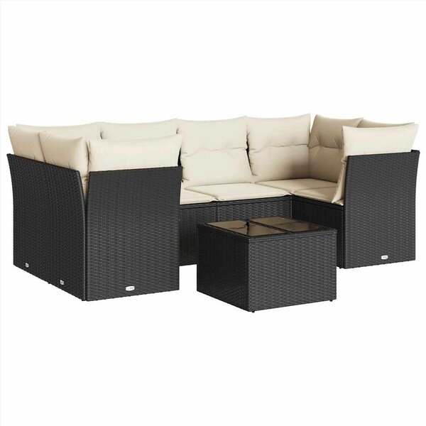 VidaXL Polyrattan Kerti Ülőgarnitúra - 7 részes - Fekete