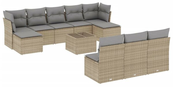 VidaXL Polyrattan Kerti Ülőgarnitúra - 11 részes - Bézs