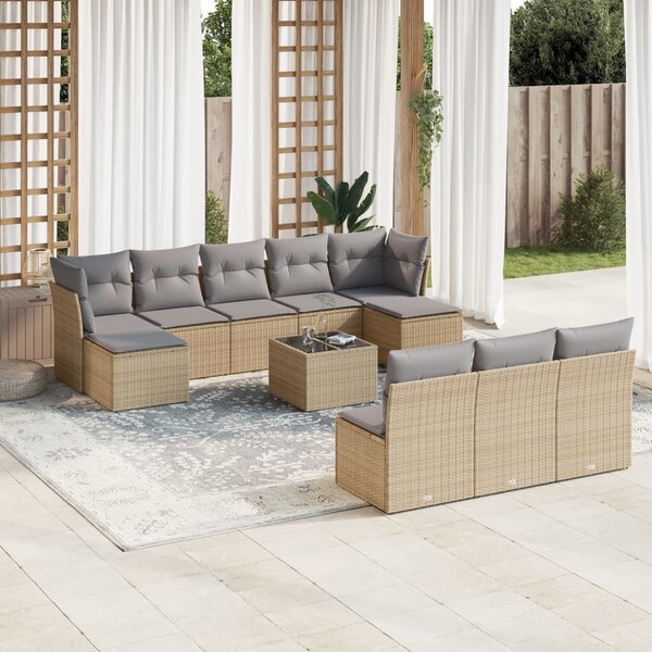 VidaXL Polyrattan Kerti Ülőgarnitúra - 11 részes - Bézs