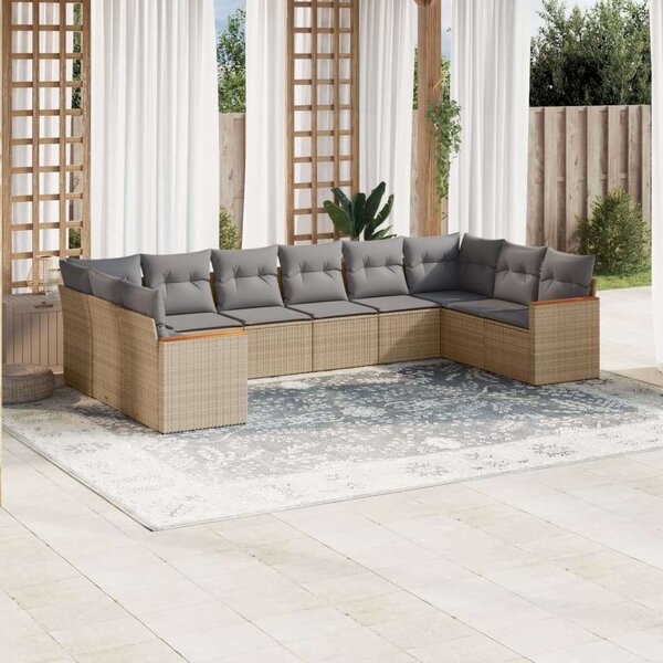 VidaXL Polyrattan Kerti Ülőgarnitúra - 10 részes - Bézs