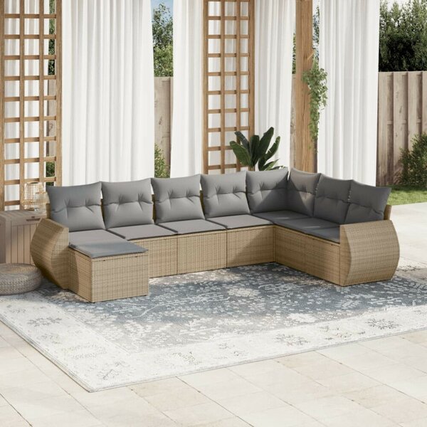 VidaXL Polyrattan Kerti Ülőgarnitúra - 8 részes - Bézs