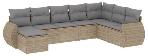 VidaXL Polyrattan Kerti Ülőgarnitúra - 8 részes - Bézs