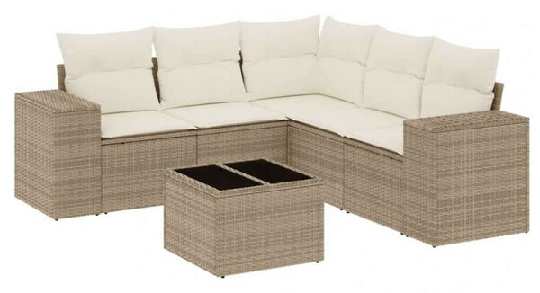 VidaXL Polyrattan Kerti Ülőgarnitúra - 6 részes - Bézs