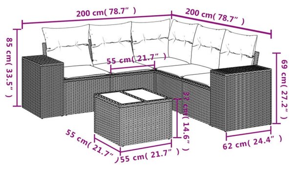 VidaXL Polyrattan Kerti Ülőgarnitúra - 6 részes - Bézs
