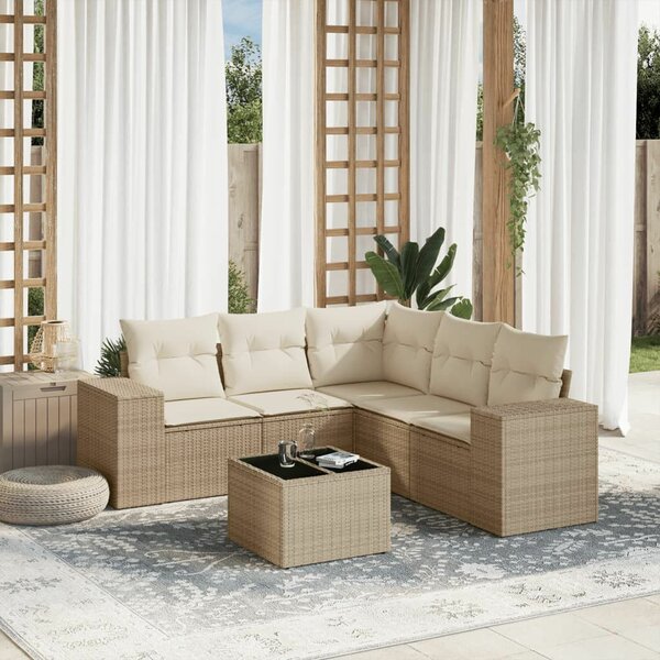 VidaXL Polyrattan Kerti Ülőgarnitúra - 6 részes - Bézs