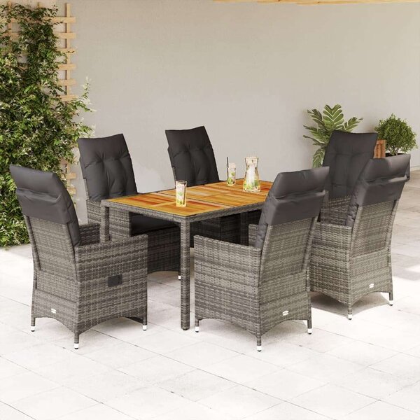 VidaXL Polyrattan Kerti Étkezőgarnitúra - 7 részes, Szürke