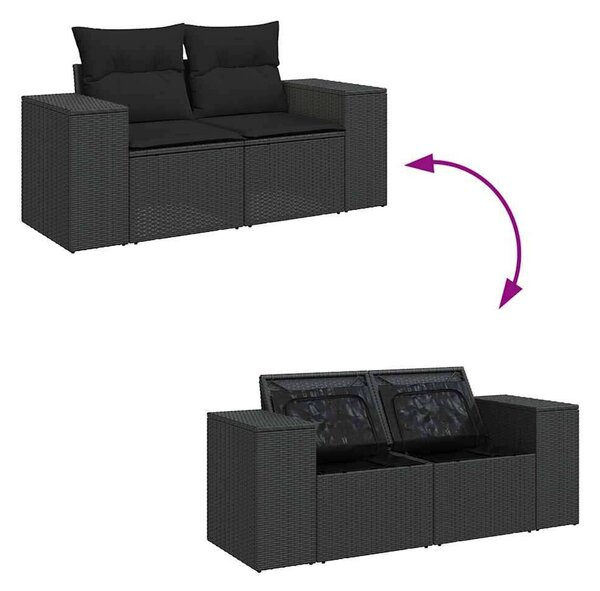 VidaXL Polyrattan Kerti Ülőgarnitúra - 6 részes - Fekete