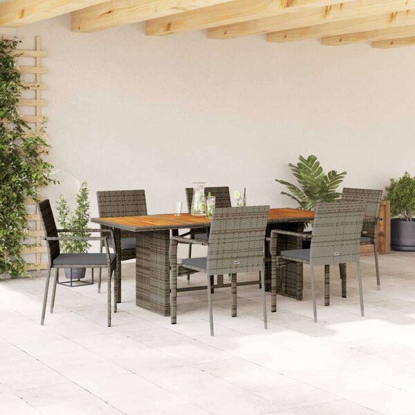 VidaXL Polyrattan Kerti Étkezőgarnitúra - 7 részes - Szürke
