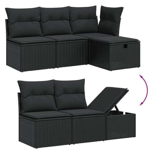 VidaXL Polyrattan Kerti Ülőgarnitúra - 11 részes - Fekete