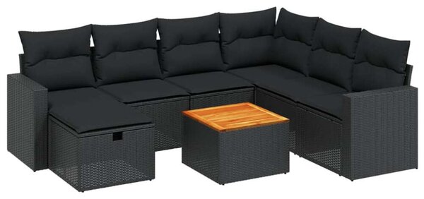 VidaXL Polyrattan Kerti Ülőgarnitúra - 8 részes - Fekete