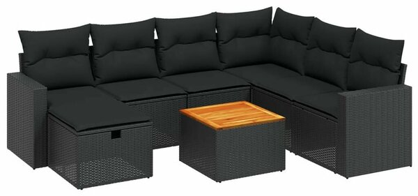 VidaXL Polyrattan Kerti Ülőgarnitúra - 8 részes - Fekete