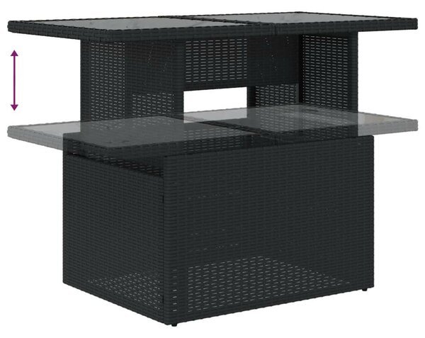 VidaXL 5 részes fekete polyrattan kerti kanapészett párnákkal