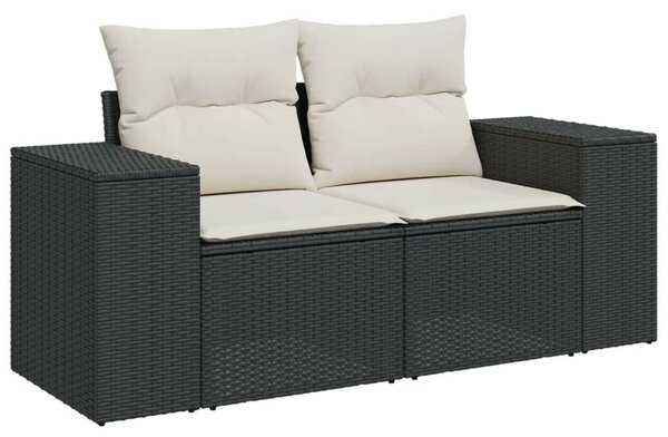VidaXL 5 részes fekete polyrattan kerti kanapészett párnákkal