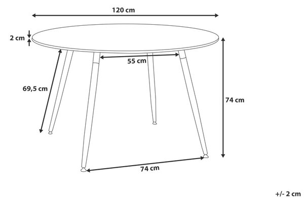Étkezőasztal BOVIO Fekete 120 cm 120 cm