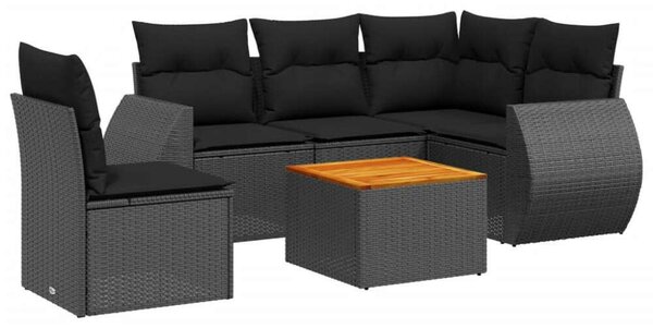 VidaXL Polyrattan Kerti Ülőgarnitúra - 6 részes - Fekete