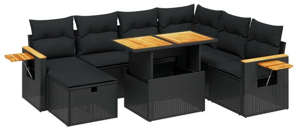 VidaXL Polyrattan Kerti Ülőgarnitúra - 8 részes - Fekete