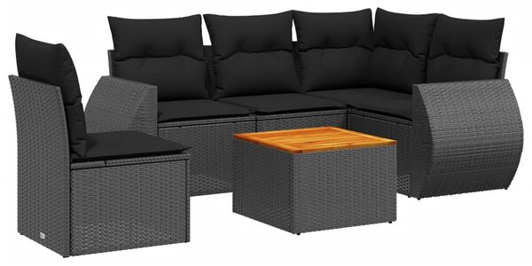 VidaXL Polyrattan Kerti Ülőgarnitúra - 6 részes - Fekete