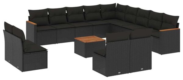VidaXL Polyrattan Kerti Ülőgarnitúra - 14 részes - Fekete