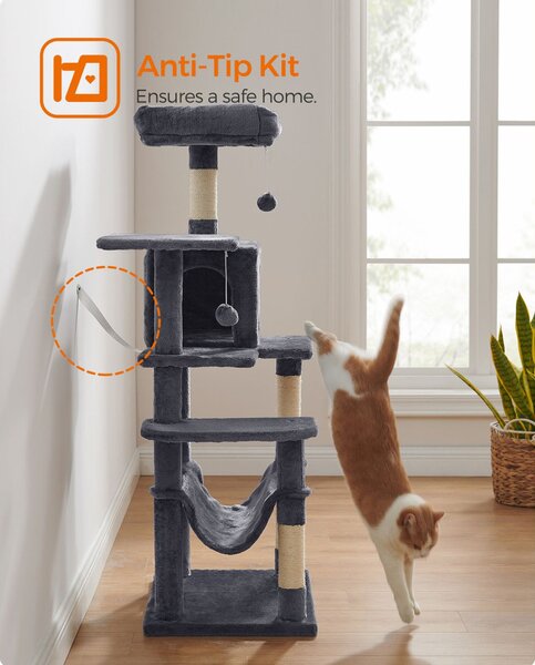 FEANDREA PCT161G01 Többszintes Macskafa Plüss Sisallal Füstszürke