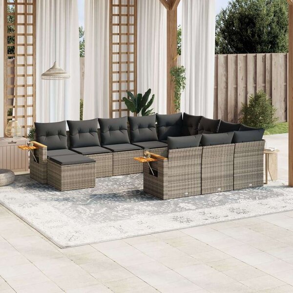 VidaXL Polyrattan Kerti Ülőgarnitúra - 11 részes - Szürke