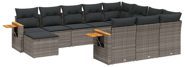 VidaXL Polyrattan Kerti Ülőgarnitúra - 11 részes - Szürke