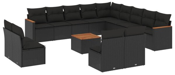 VidaXL Polyrattan Kerti Ülőgarnitúra - 14 részes - Fekete