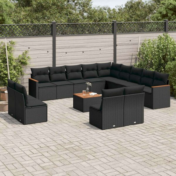 VidaXL Polyrattan Kerti Ülőgarnitúra - 14 részes - Fekete