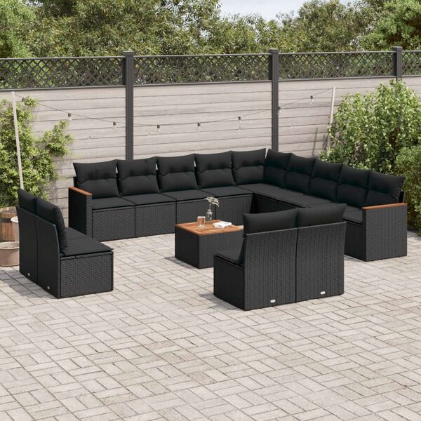 VidaXL Polyrattan Kerti Ülőgarnitúra - 14 részes - Fekete