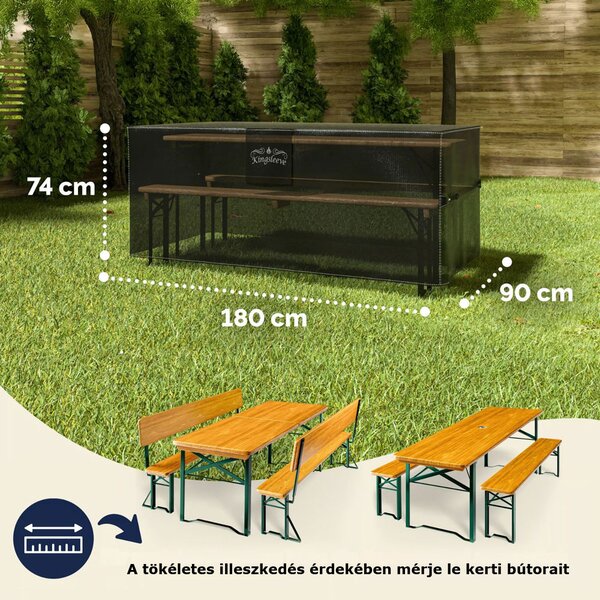 BEER COVER védőponyva sörasztal garnitúrához, 180x90x74cm, antracit Kingsleeve