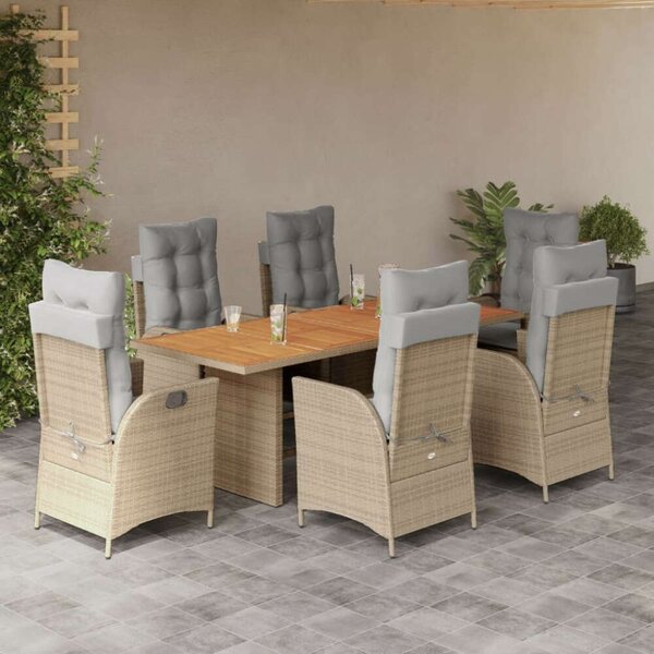Polyrattan Kerti Étkezőgarnitúra - 7 részes - Bézs