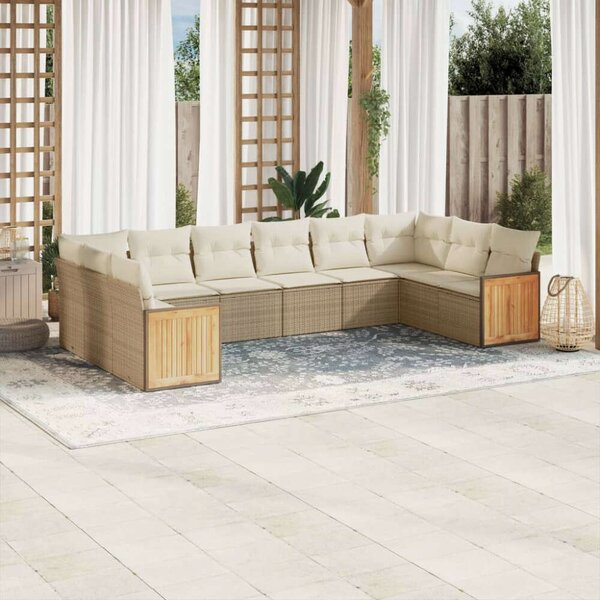 Polyrattan Kerti Ülőgarnitúra - 10 részes - Bézs