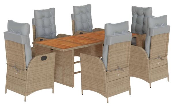 Polyrattan Kerti Étkezőgarnitúra - 7 részes - Bézs