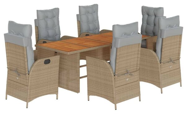 Polyrattan Kerti Étkezőgarnitúra - 7 részes - Bézs