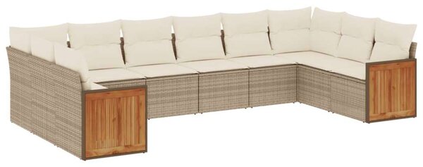 Polyrattan Kerti Ülőgarnitúra - 10 részes - Bézs