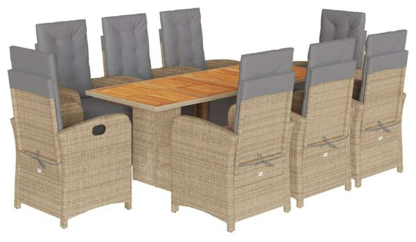Polyrattan Kerti Étkezőgarnitúra - 9 részes - Bézs