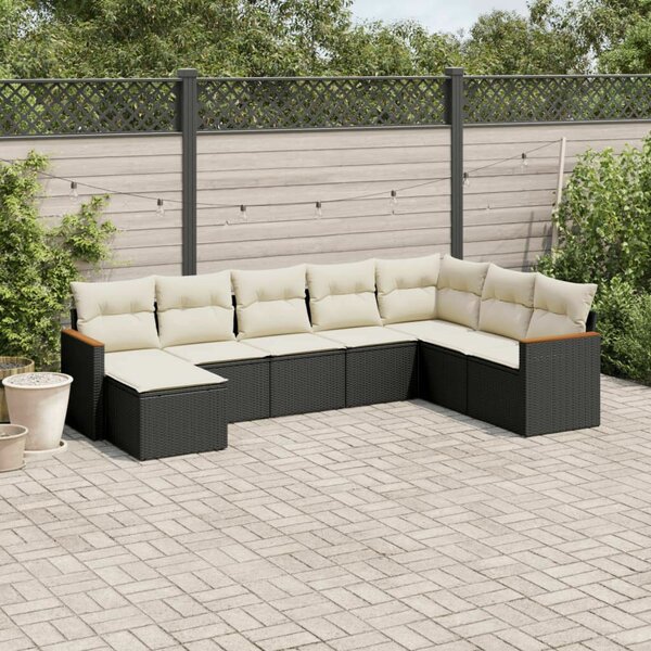 VidaXL Polyrattan Kerti Ülőgarnitúra - 8 részes - Fekete
