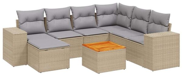 VidaXL Polyrattan Kerti Ülőgarnitúra - 8 részes - Bézs