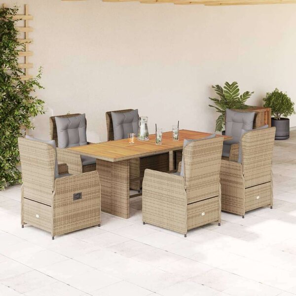 VidaXL Polyrattan Kerti Étkezőgarnitúra - 7 részes - Bézs