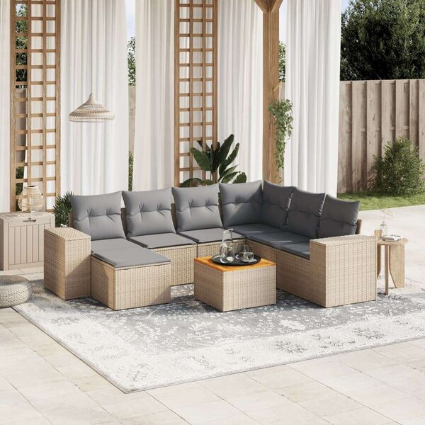 VidaXL Polyrattan Kerti Ülőgarnitúra - 8 részes - Bézs