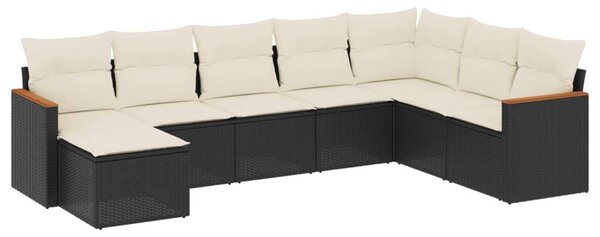 VidaXL Polyrattan Kerti Ülőgarnitúra - 8 részes - Fekete