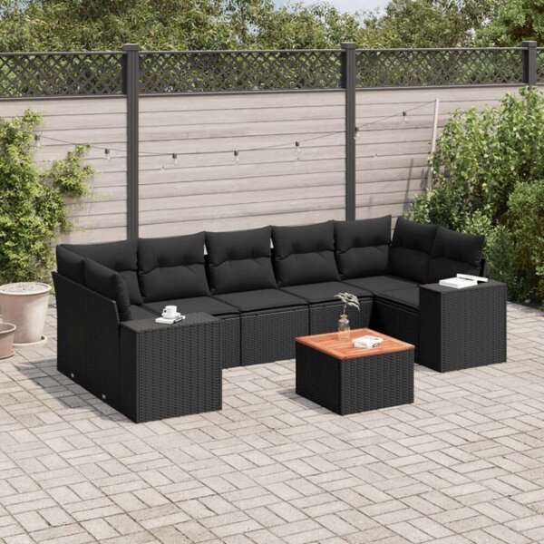 VidaXL 8 részes Polyrattan Kerti Ülőgarnitúra - Fekete